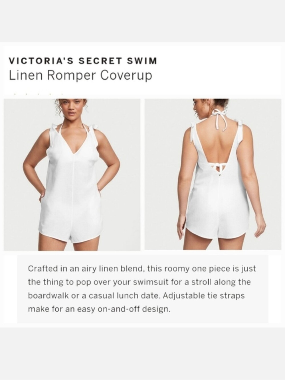 Victoria's secret swim very sexy linen romper swim coverup WHITE MEDIUM